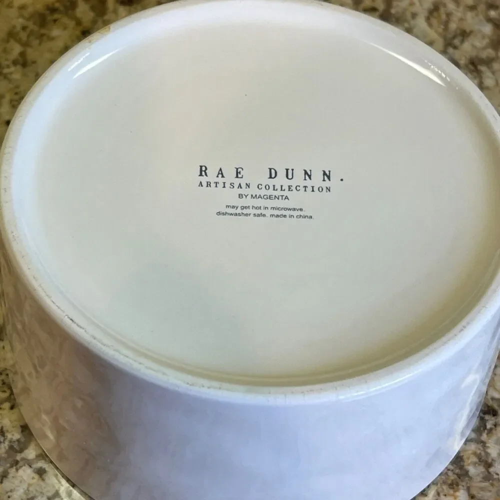 Rae Dunn Ceramic Dog Pet Bowl- White DINE By Magenta Artisan Collection